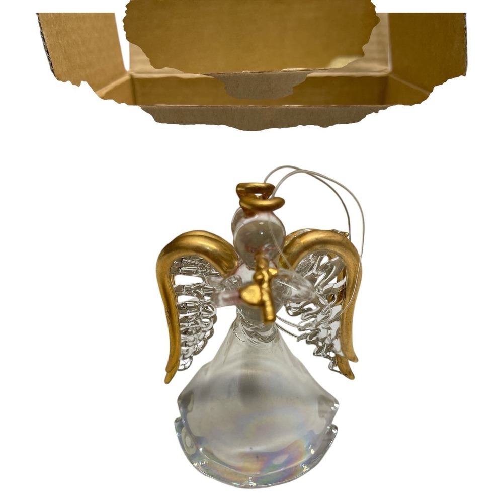 Vintage Avon‎ 1996 Glass Angels Ornament In Box